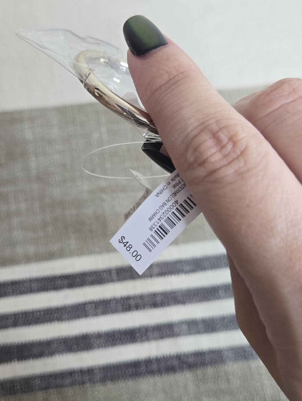 Henri Bendel NWT Pink & Green Watermelon Slice Keyring/charm with Gold Hardware - Picture 6 of 8